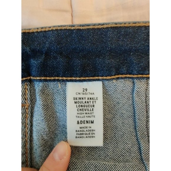 H&M & Denim Women's Navy Blue Denim Jeans Skinny Ankle / High Waist (size 29) - Picture 4 of 8